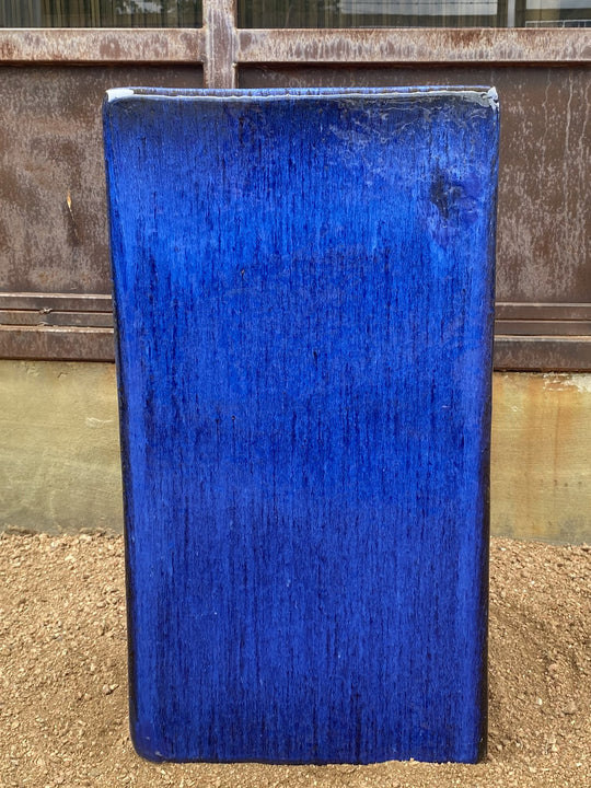 Tall Square Cube Blue Planter