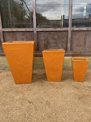 Bright Orange Square Tapered Planter