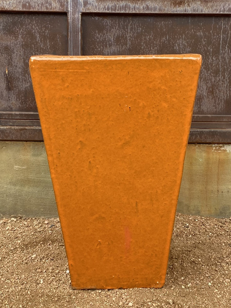 bright orange plant pot Bright Orange Square Tapered Planter – Big Grass