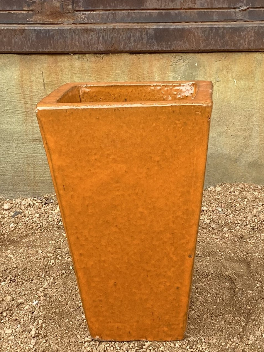 Bright Orange Square Tapered Planter