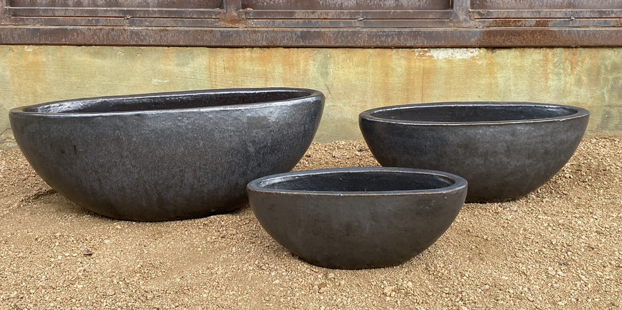 black succulent pot Black Succulent Boat Planter – Big Grass