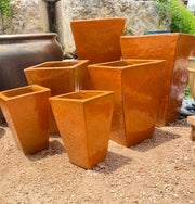 Bright Orange Square Tapered Planter