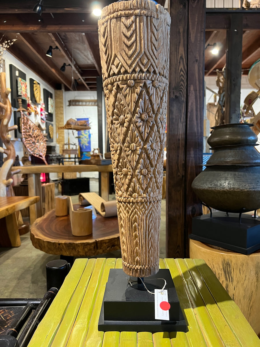 Carved Teak Candleholder