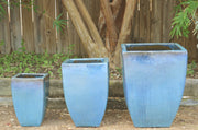 Azure Blue  Tapered Square Planter