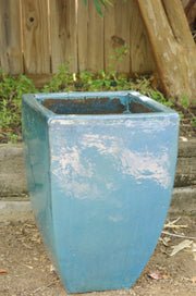 Azure Blue  Tapered Square Planter