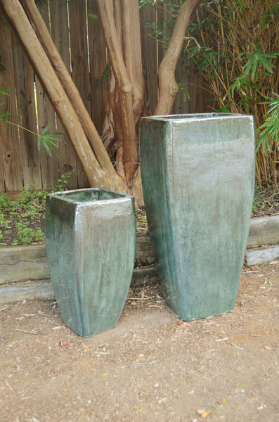 Misty Green Square Tapered Planter