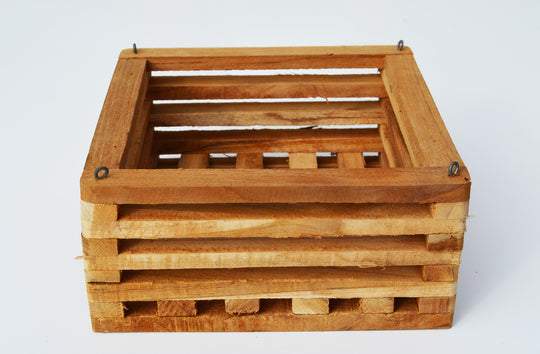 8" Square Teakwood Vanda Baskets: 10 pcs/unit. Unit Price: $54.30