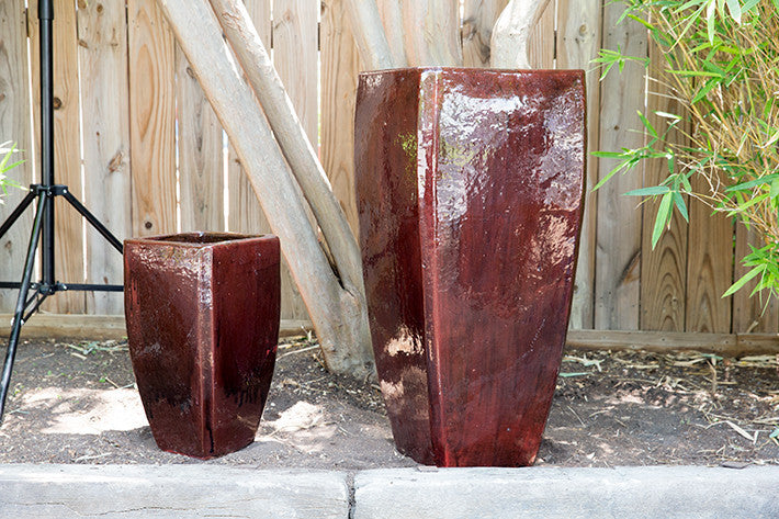 Square Tapered Red Planter